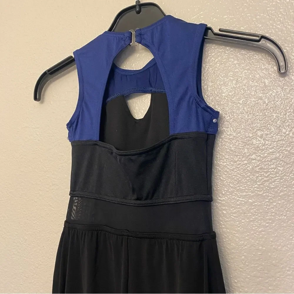Weissman solo custom dance costume black blue jersey Flare Leg Unitard 15930  MC